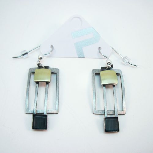 POLY Brushed Rectangle Dangles - with Blue Catsite - Click Image to Close
